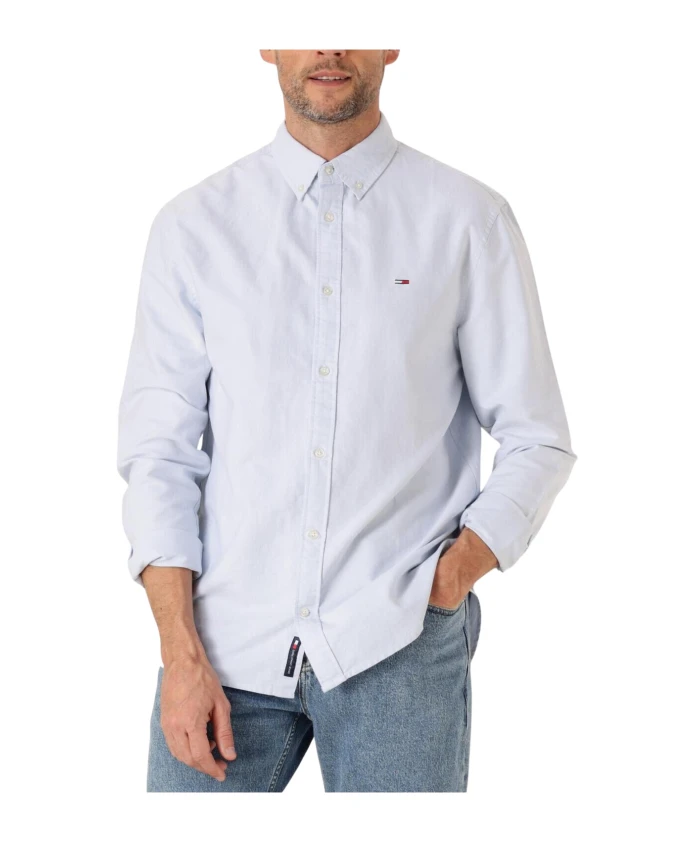 

Синяя повседневная рубашка-оксфорд для мужчин Tommy Jeans, синий