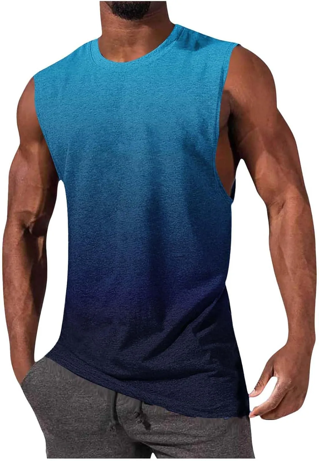 

Мужская майка для тренировок Sleeveless Tee Shirts Muscle Shirt Gym Gradient T Shirts