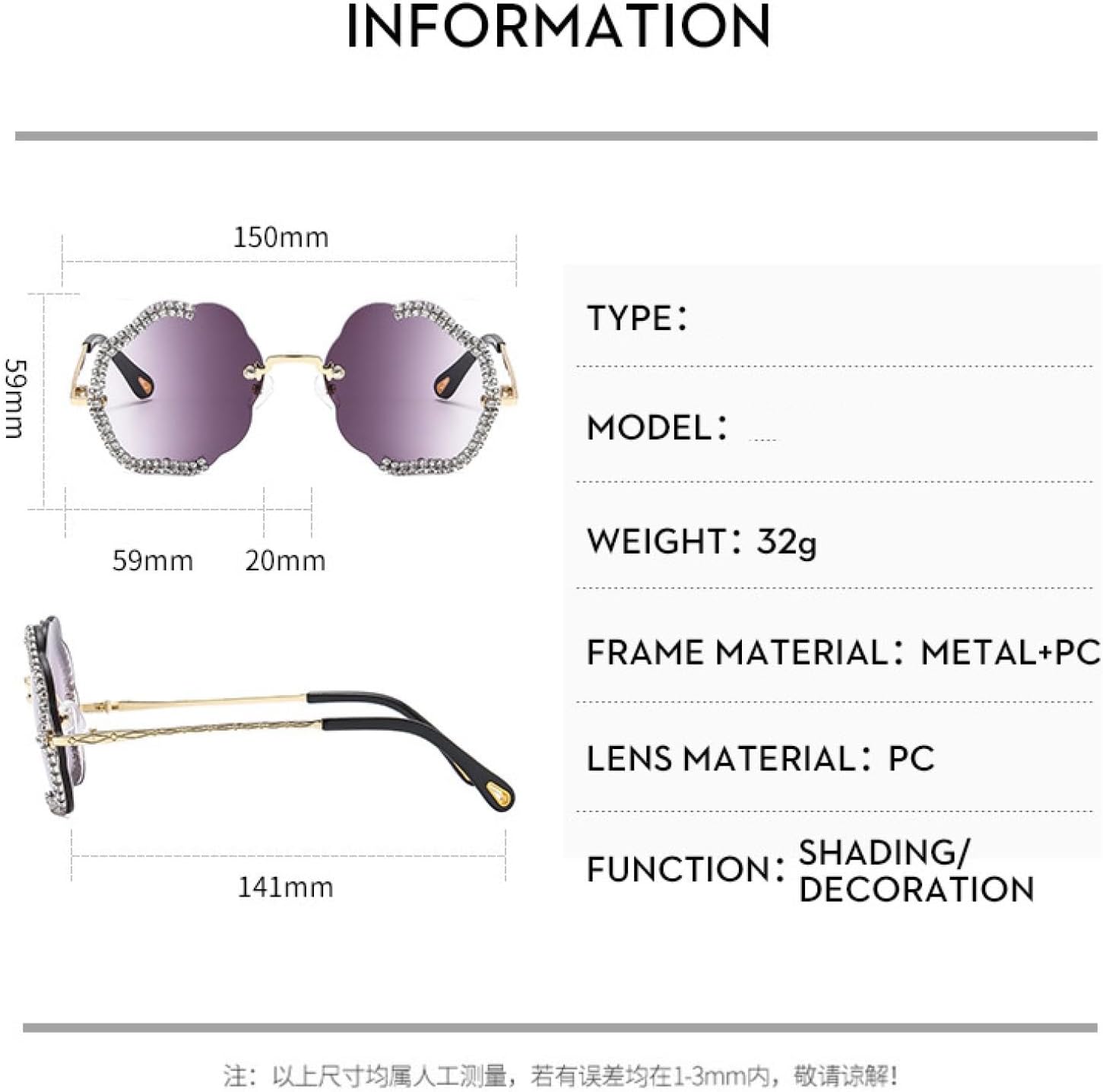 

Винтажные модные солнцезащитные очки без оправы с имитацией бриллиантов для мужчин и женщин. Модный тренд: хип-хоп, вечеринки, защита от УФ-излучения UV400 TKKTLLT, Gold Gradient Pink