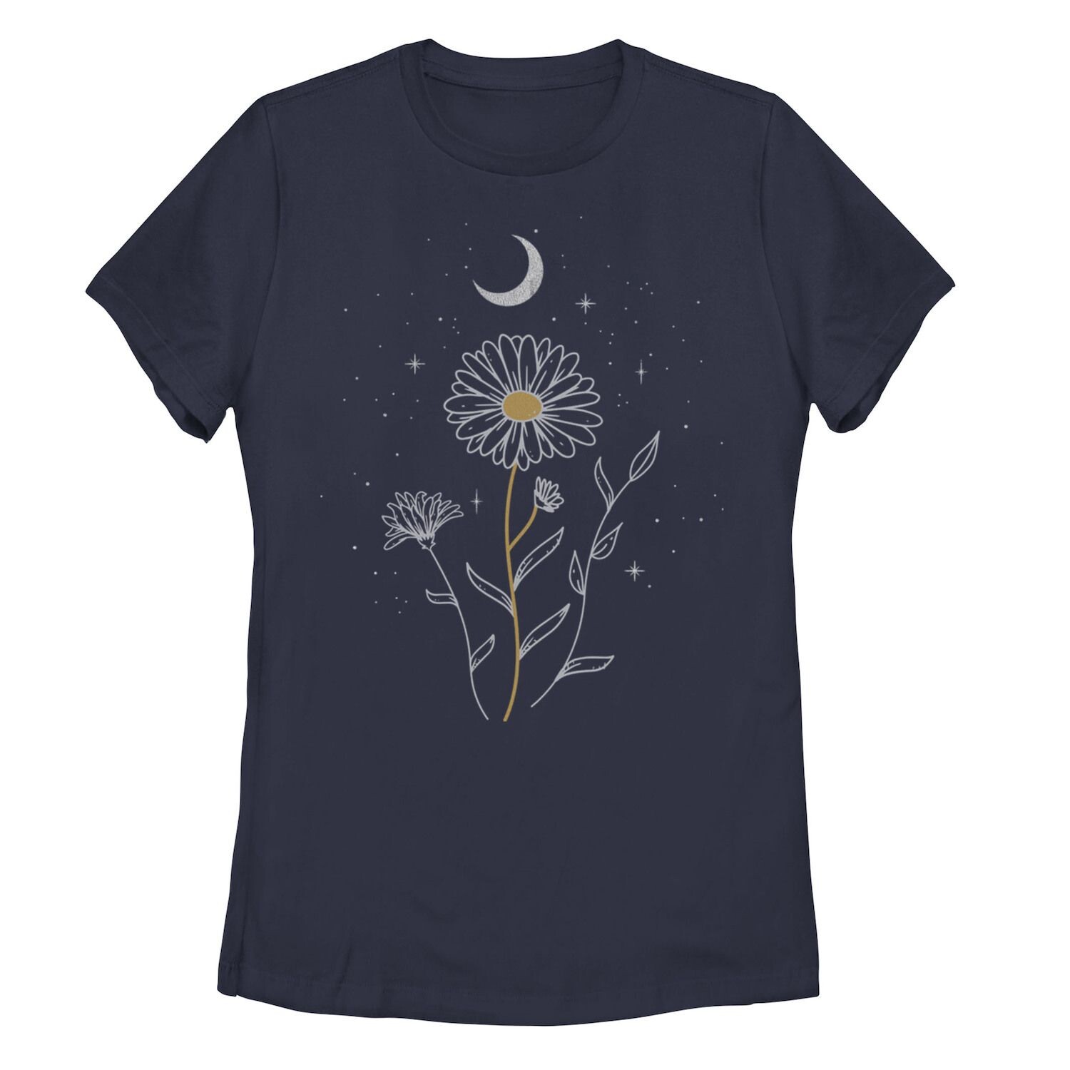

Детская футболка с цветочным принтом Moon Flowers, темно-синий