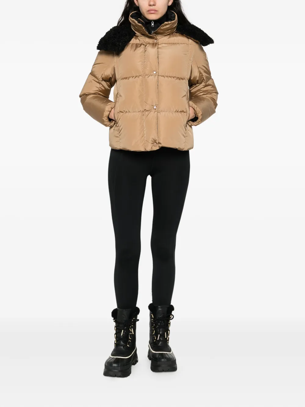 Пальто на молнии с воротником из искусственного меха Moncler, нейтральный — фото 2
