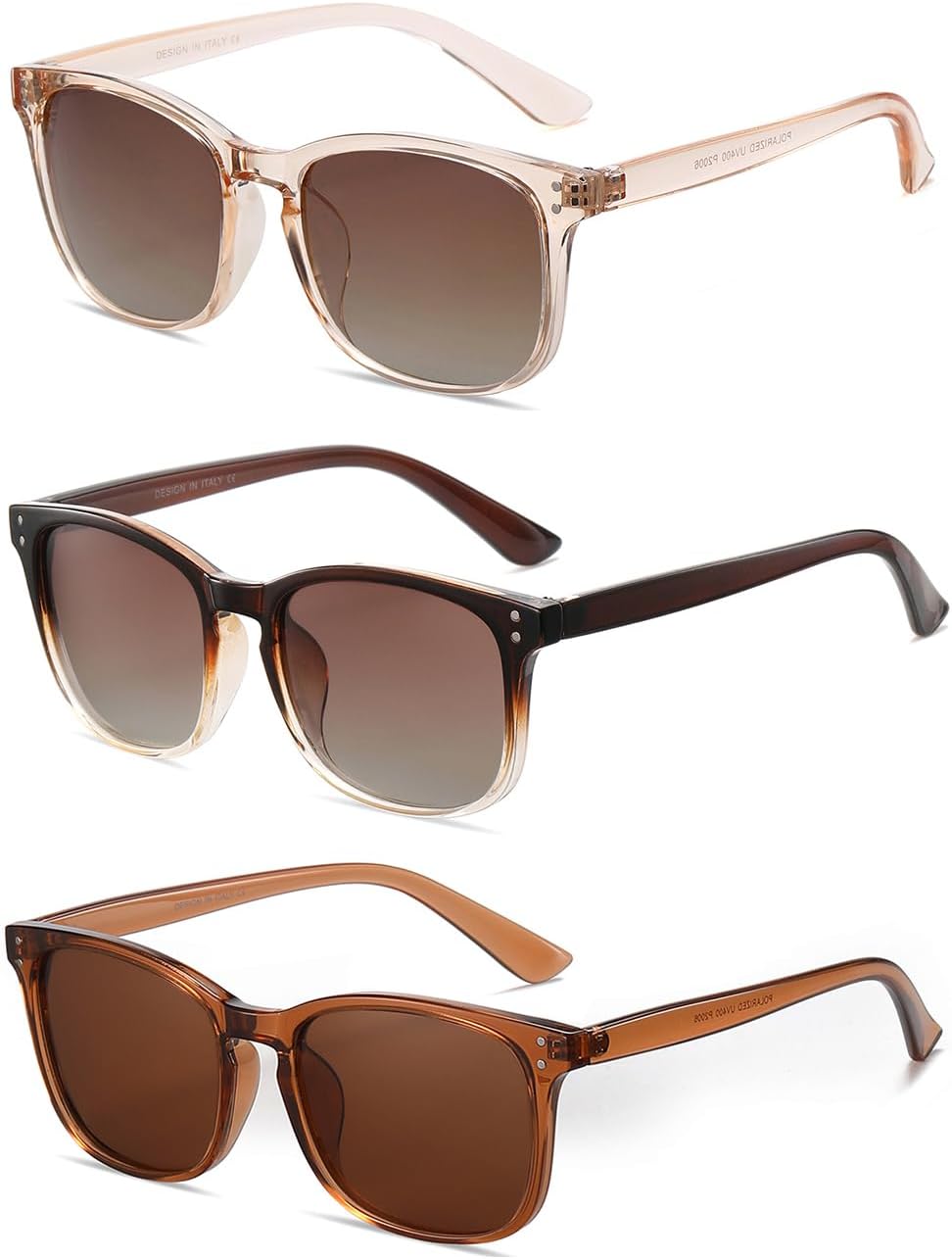 

Поляризованные солнцезащитные очки для женщин в классическом ретро-стиле с модным дизайном, защита от УФ-излучения UV 400 (3 шт.) NCLLCE, B6 Transparent Brown+brown Gradient+light Crystal Brown/Brown(3 Pack)