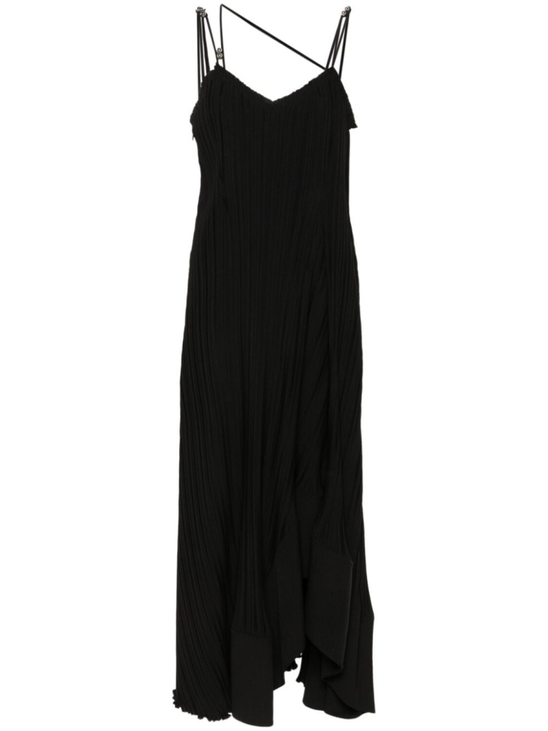 

Lanvin плиссированное платье макси асимметричного кроя, черный