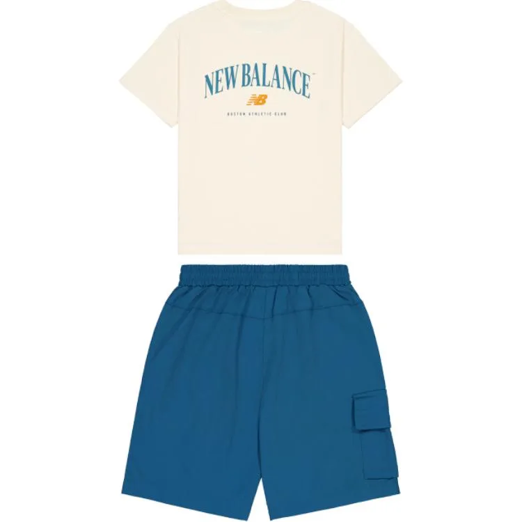 Детская повседневная спортивная одежда New Balance, Set (Cyan Red+Sea Blue) — фото 4