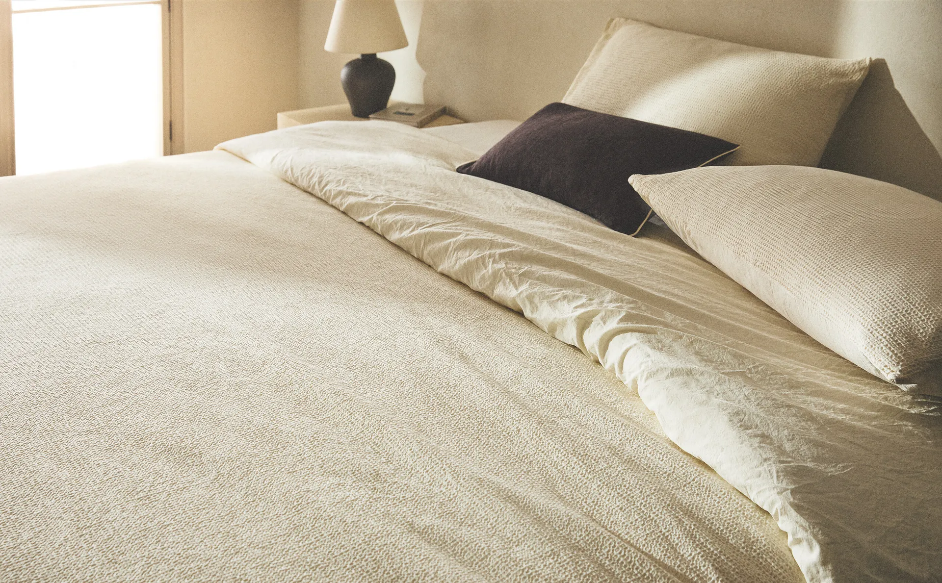 

Пододеяльник вафельной вязки Zara Home, экрю