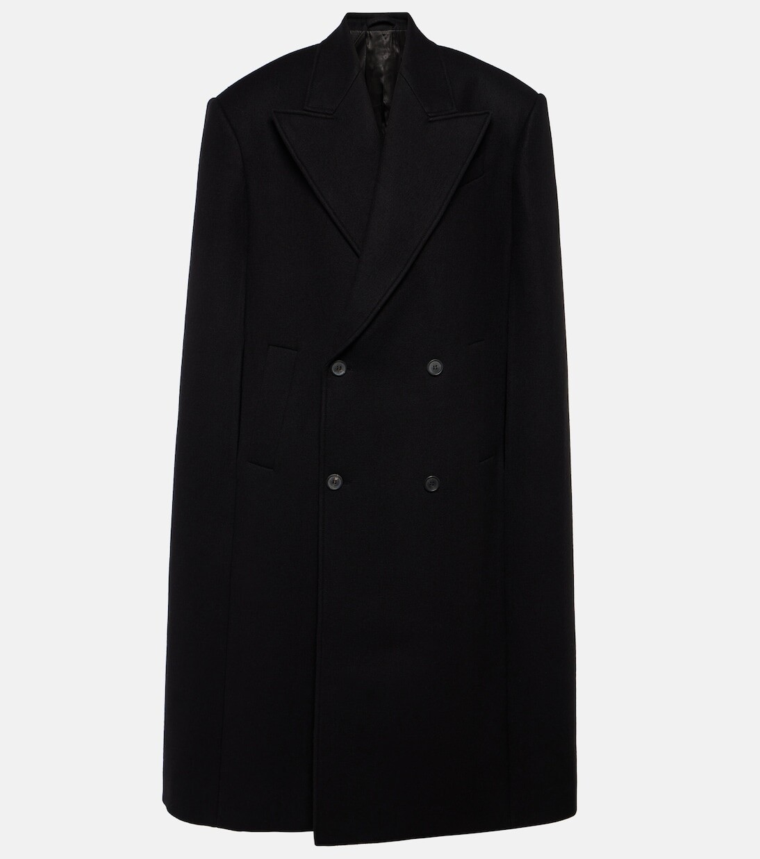 

Двубортная накидка из натуральной шерсти. Wardrobe.Nyc, черный
