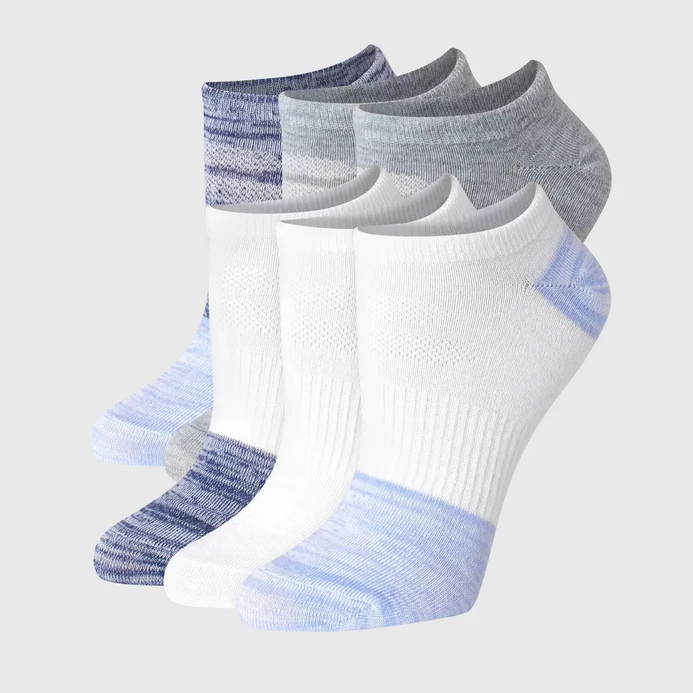 

Женские легкие носки Hanes Performance 6pk No Show, цвет Assorted Blue