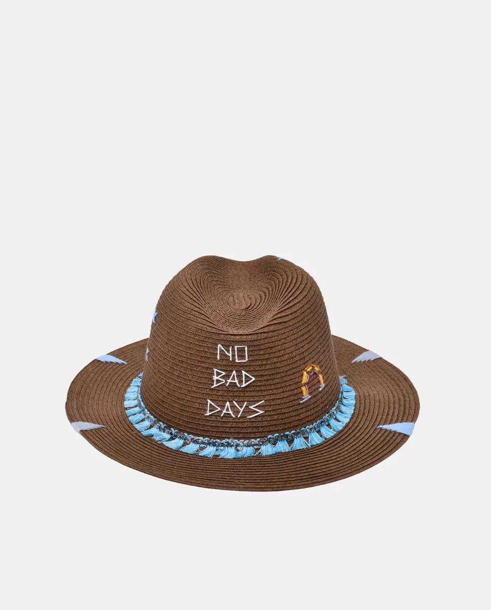 

Соломенная шляпа с посланием The hat gang, коричневый
