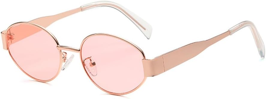 

Ретро овальные солнцезащитные очки для женщин и мужчин, круглые, в стиле панк, с золотой металлической оправой, очки для вождения, прозрачные линзы, защита от УФ-излучения UV400 KTUCN, Pinkpink