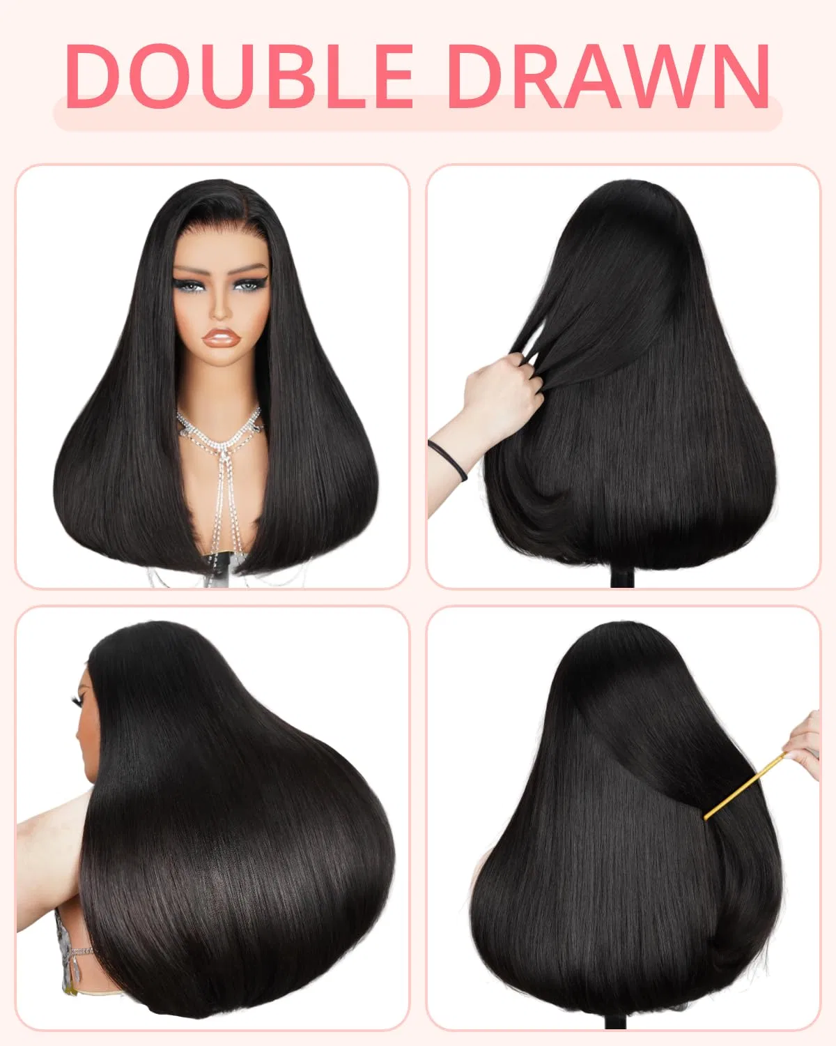 Парик из натуральных волос «Salon-Quality Ready to Go Glueless» от MEGALOOK Megalook, Black (Natural Black) — фото 3