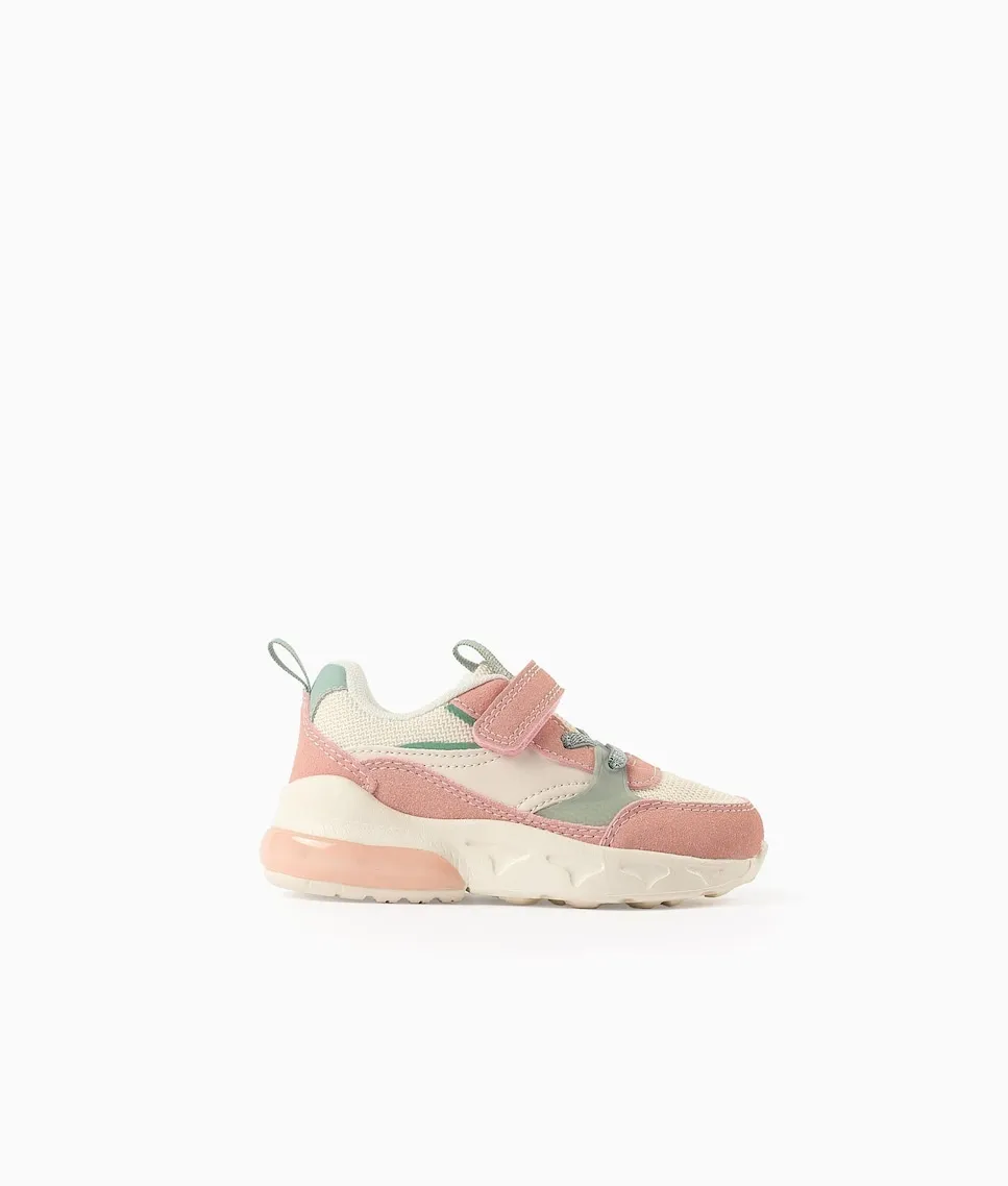 

Детские спортивные кроссовки для девочек с подсветкой и застежкой-липучкой Zippy, розовый