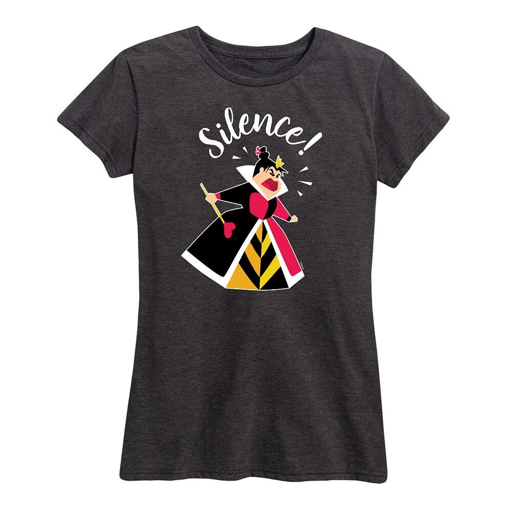 

Женская футболка Disney's Alice in Wonderland с рисунком Queen Of Hearts Silence, цвет Heather Charcoal