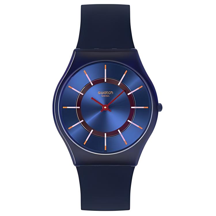 

SWATCH Часы Quartz Movement Unisex Watch 34mm Blue Dial Bio-Based Watch Case Silicone Strap, Blue Dial