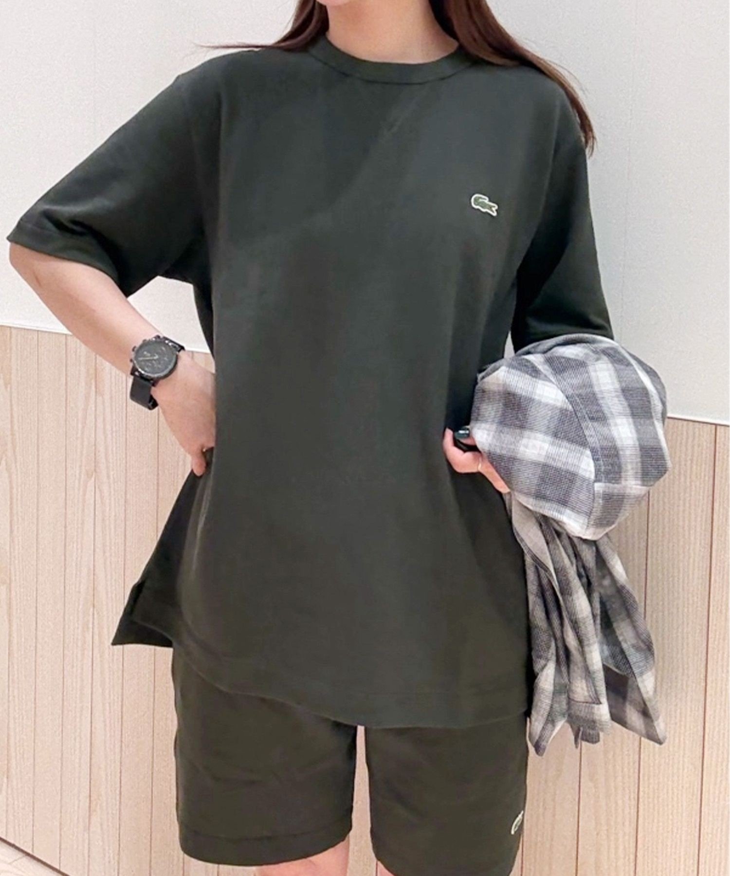 L.12.12 Футболка из пике со складками LACOSTE, Charcoal Gray