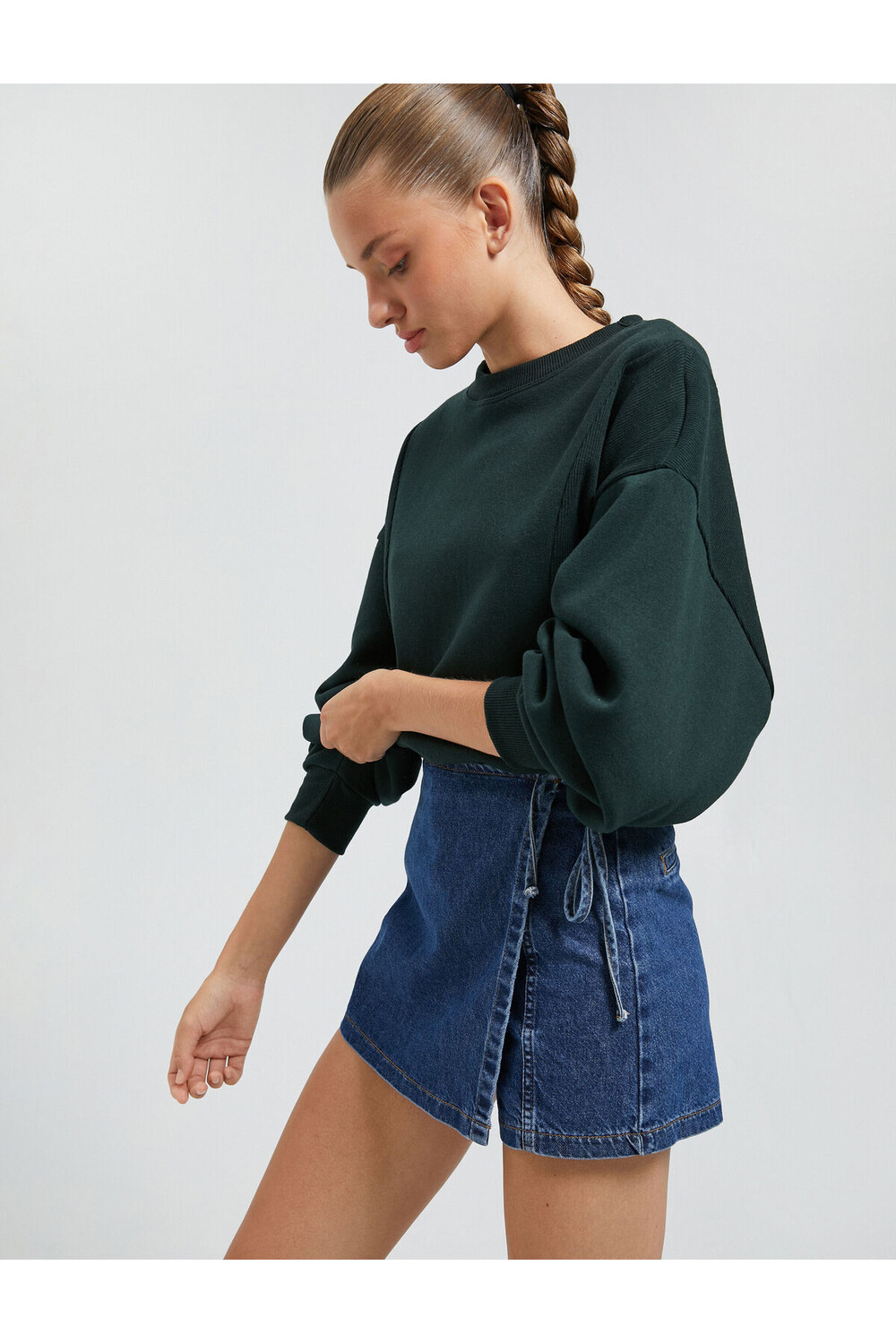 

Толстовка с круглым вырезом Рукава реглан в рубчик Koton, фиолетовый