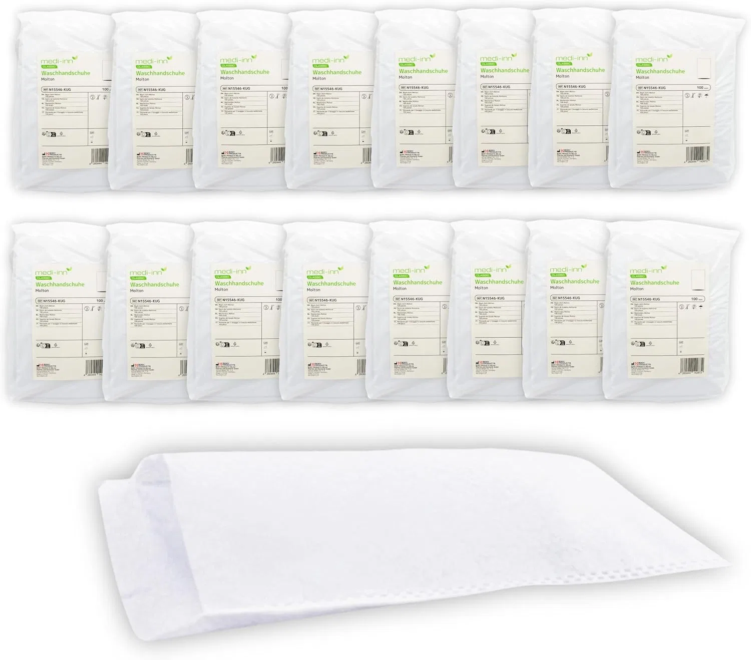 Одноразовые мочалки Molton белые от Medi-Inn+ Medi-Inn+