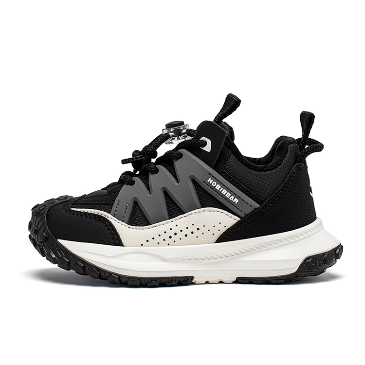 

Нескользящие, износостойкие, дышащие детские беговые кроссовки Hobibear, черный белый (fleece-lined winter edition)