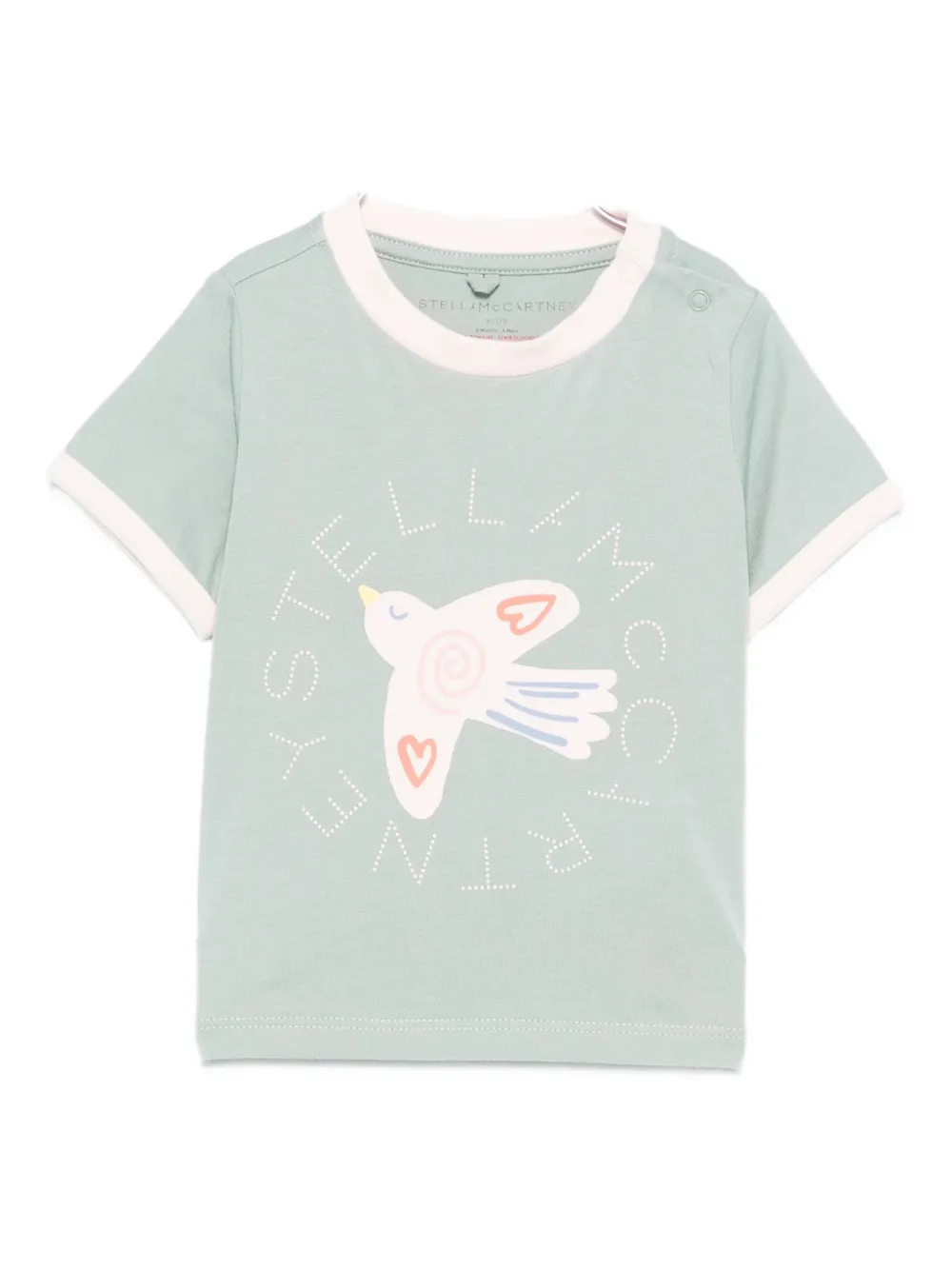 

Хлопковая футболка с птичьим принтом Stella McCartney Kids, зеленый