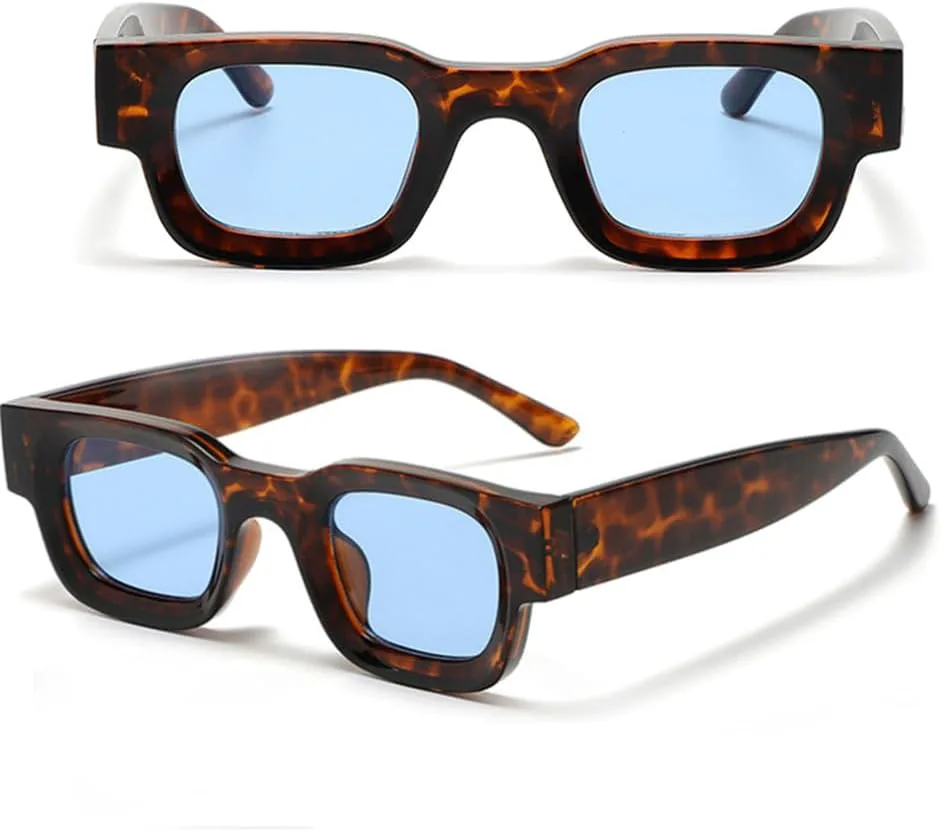 

Солнцезащитные очки SHAUNA Ins в стиле ретро с металлическими шарнирами, маленькие, прямоугольные, с защитой от УФ-излучения UV400 UYPTK, Glossy Black Yellow