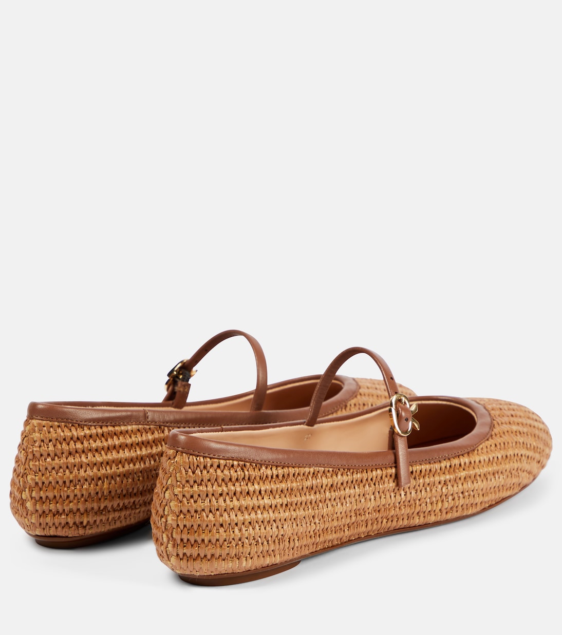 Балетки Carla из рафии и кожи Gianvito Rossi, Cuoio+Cuoio — фото 3