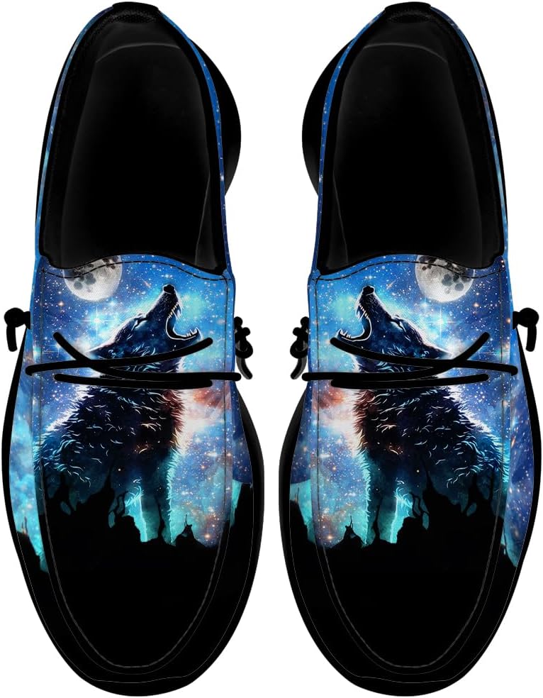 

Мужские кроссовки Wolf, повседневные лоферы, слипоны, с подарком с волком для мужчин и женщин Quorax, черный/синий