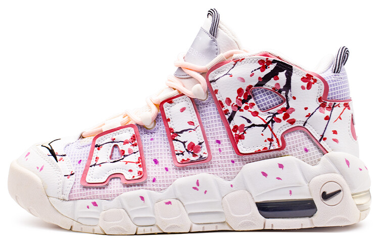 

Кроссовки Nike Air More Uptempo Vintage Basketball Shoes Women's Mid-Top White Pink/Red