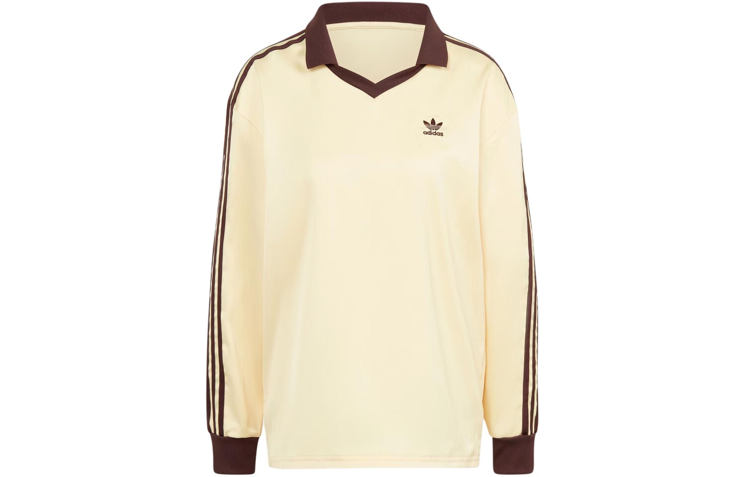 

Атласная футболка с длинным рукавом и тремя полосками, желтая Adidas Originals