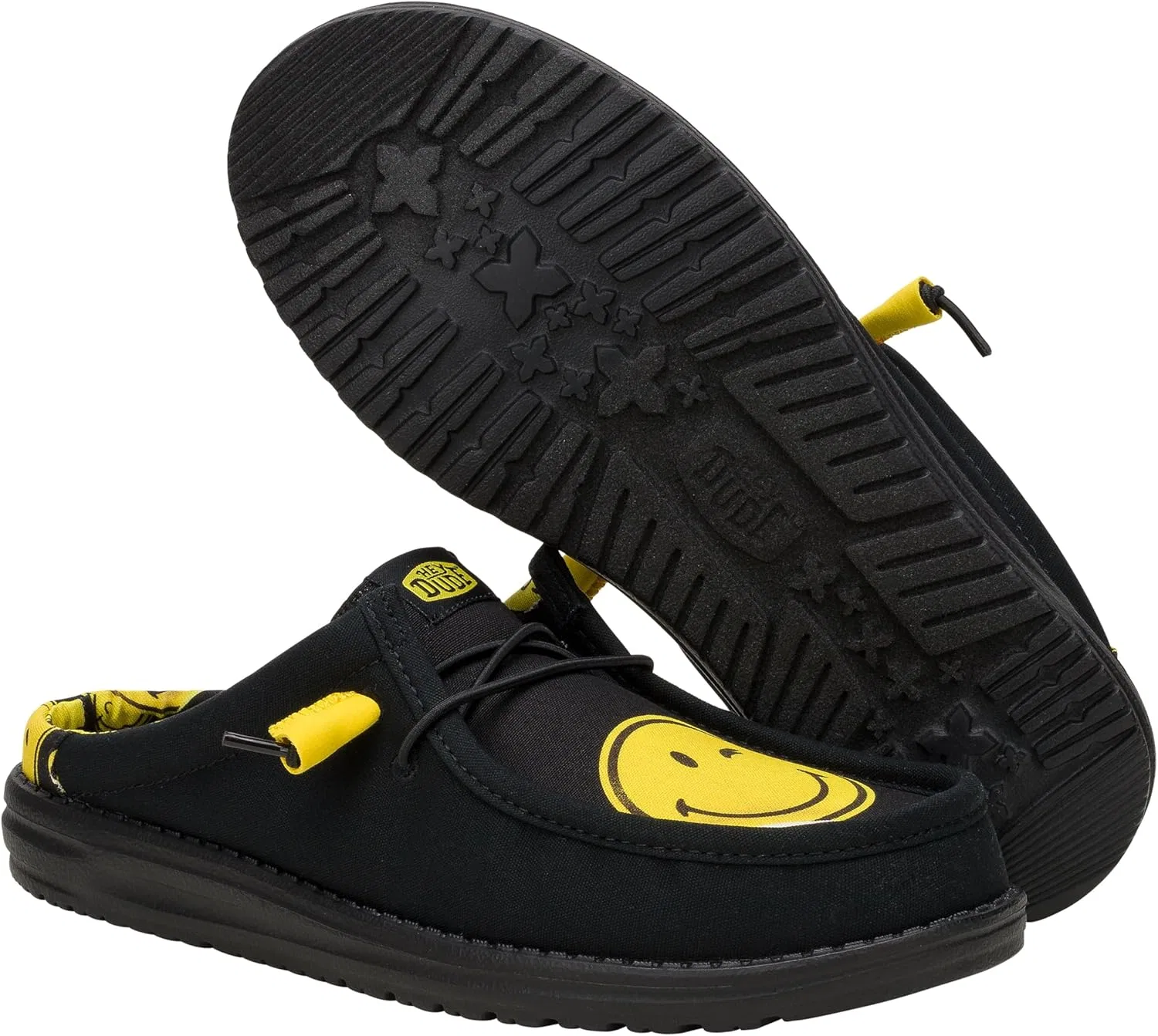 Лоферы slip-on с улыбкой HEYDUDE, черный/желтый — фото 4