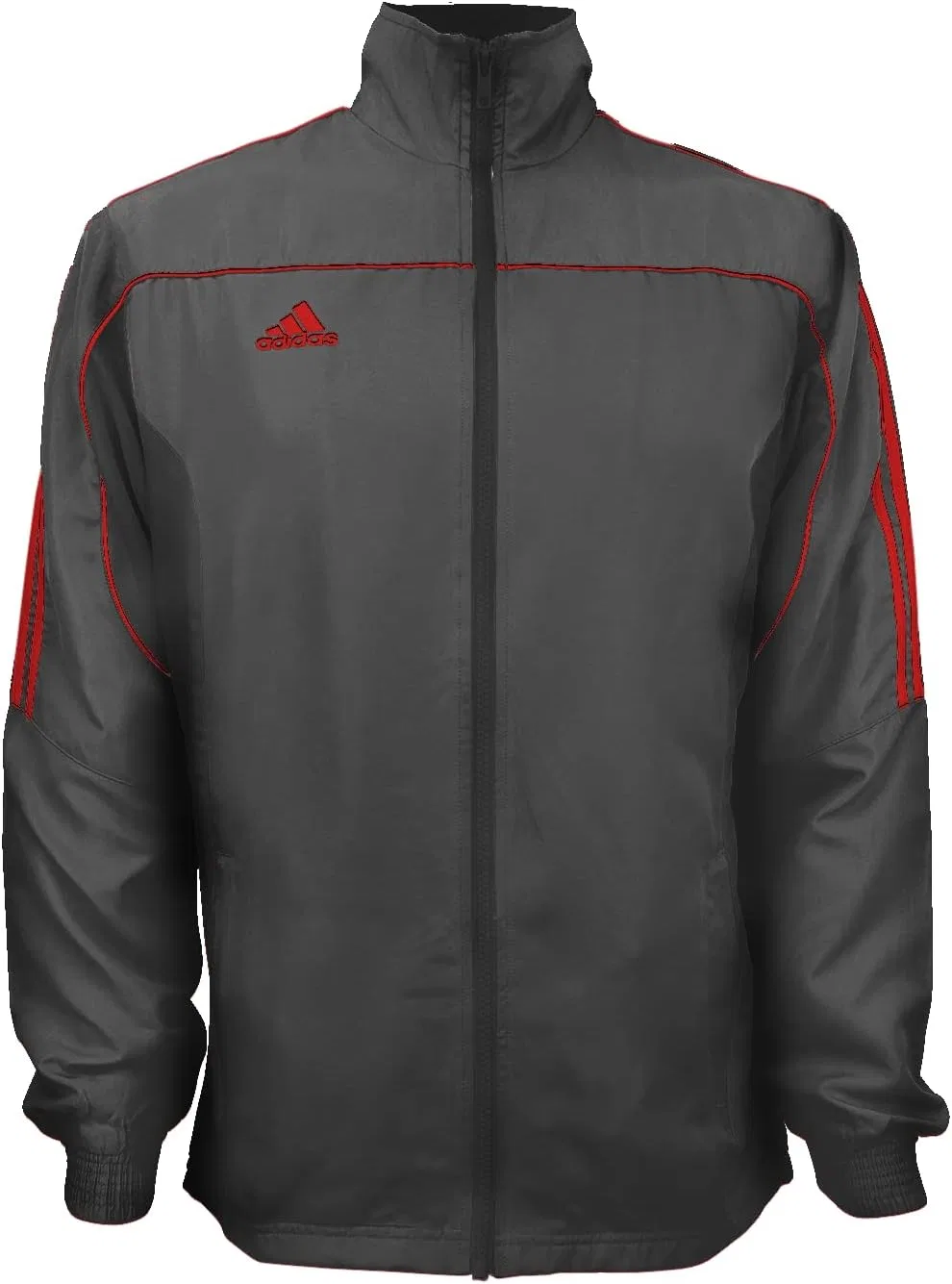 Тренировочная куртка adidas с 3 полосками, серо-красная — фото 2