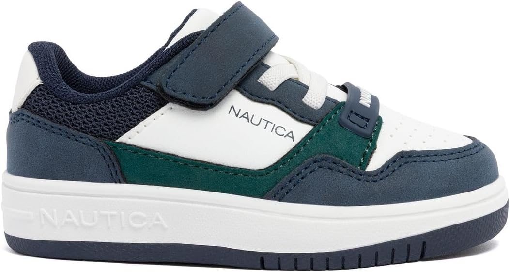 Детские кроссовки Nautica с регулируемыми ремешками, Удобные повседневные кеды для мальчиков и девочек, малышей и маленьких детей, белый/синий/зеленый/темно-синий — фото 2