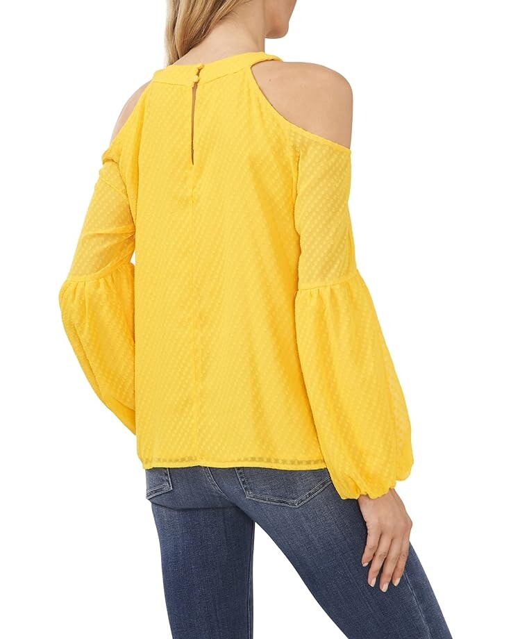 

Блуза CeCe Cold-Shoulder Clip Blouse, цвет Saffron Yellow