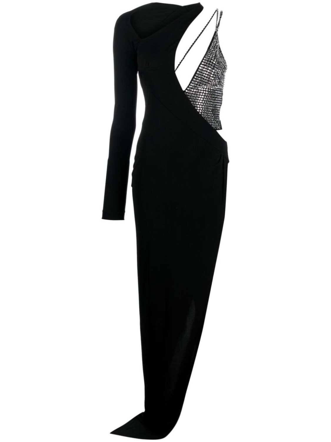 

Genny asymmetric crystal-embellished dress, черный