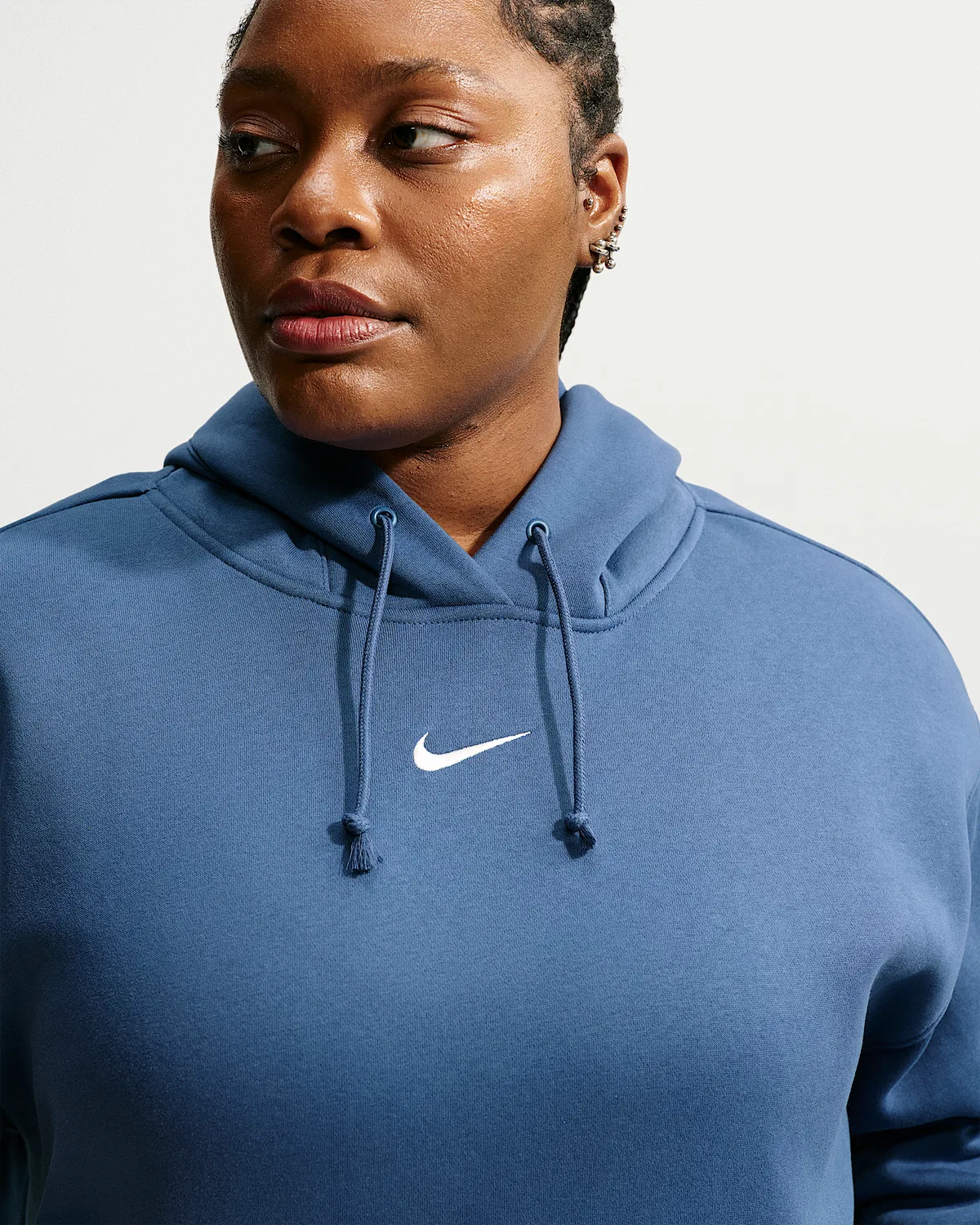 Женский оверсайз худи (большой размер) Nike Sportswear Phoenix Fleece, Mystic Navy/Sail — фото 3