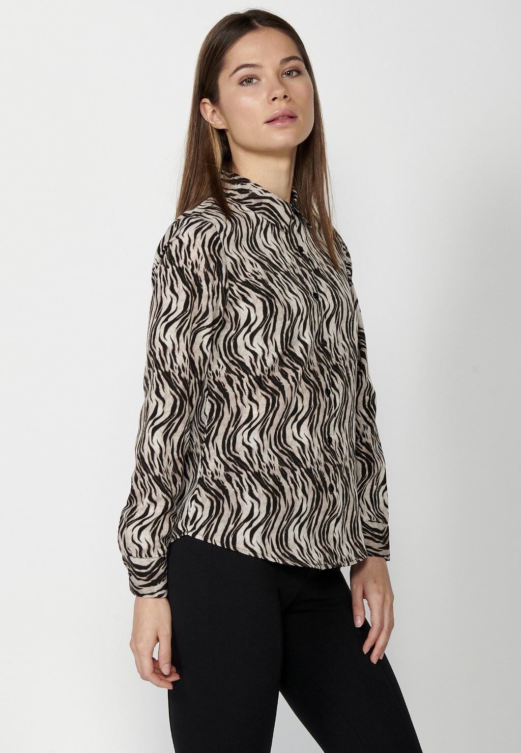 

Блузка на пуговицах LONG SLEEVE Koroshi, коричневый