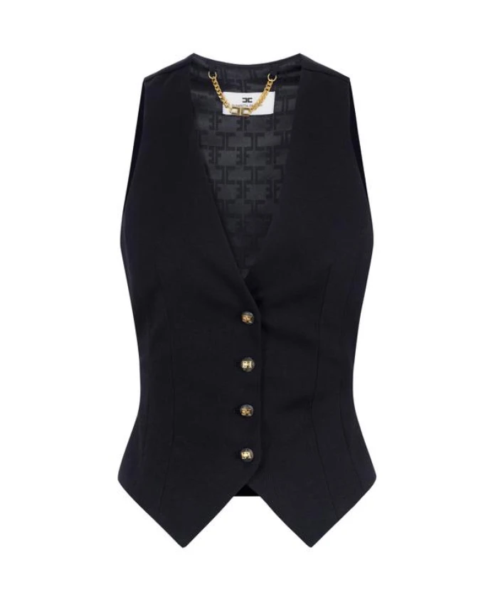 

Жилет из хлопчатобумажной габардины Elisabetta Franchi, черный