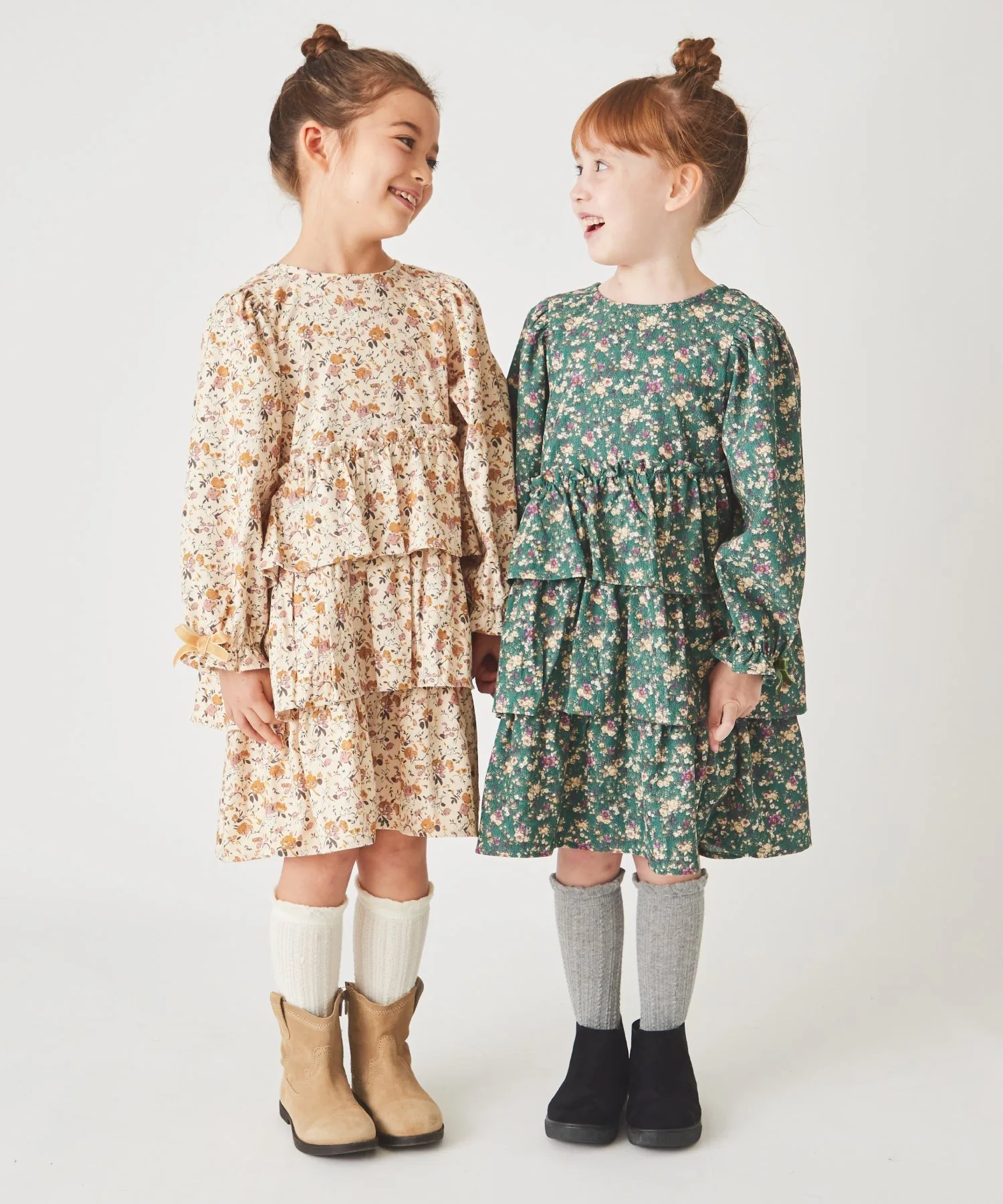 Платье из вельвета с цветочным принтом Ever Closet, green — фото 4