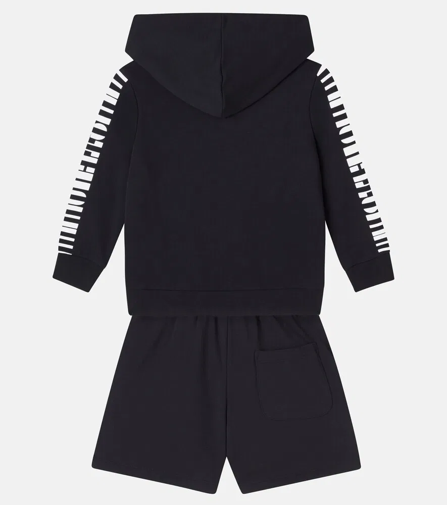 Комплект из хлопковой толстовки с принтом и шорт Stella McCartney Kids, черный — фото 2