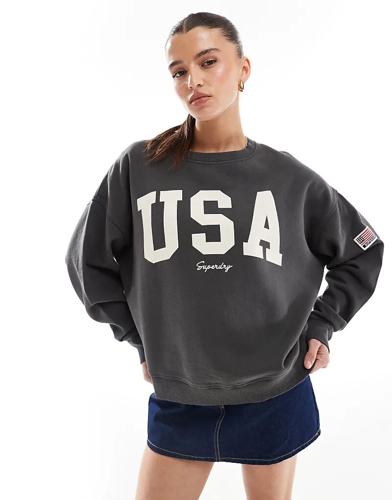Свободная толстовка Superdry Athletic Essentials цвета «уголь»
