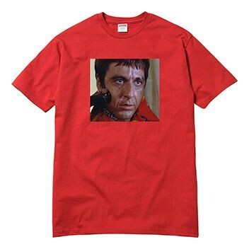 

Футболка fw17 scarface shower tee red crossover printing short sleeve Supreme, красный