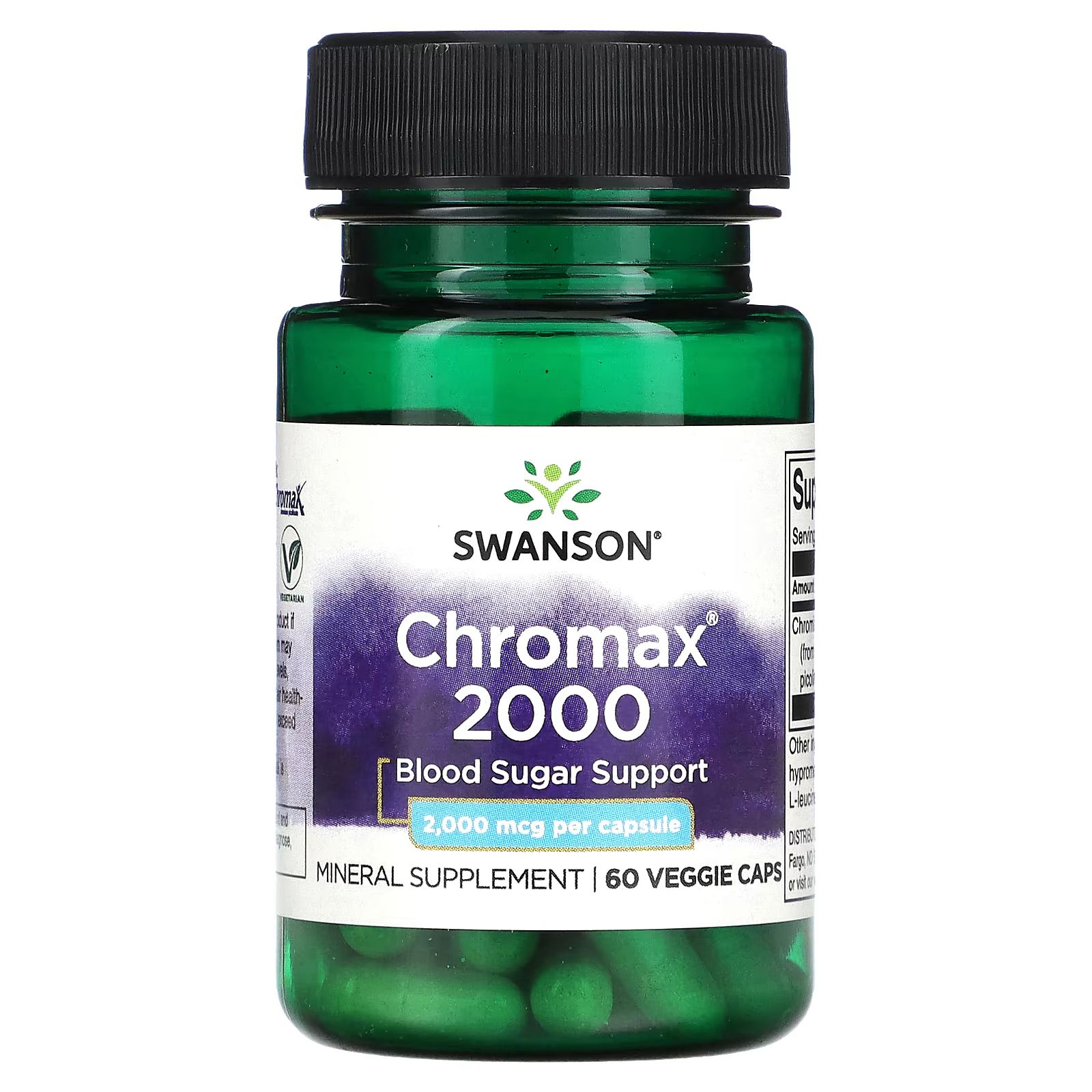 

Chromax 2000, 2000 мкг, 60 растительных капсул Swanson