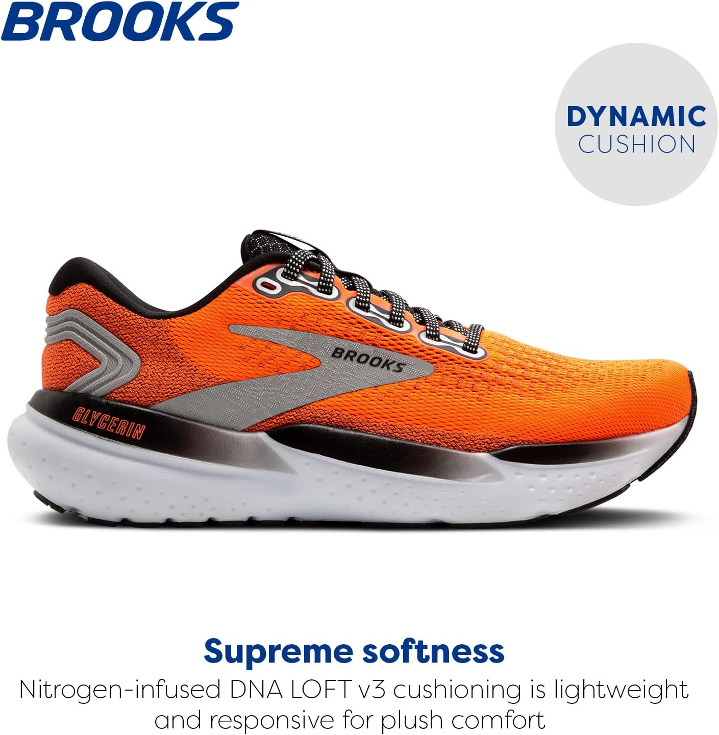 Мужские кроссовки Brooks Glycerin 21 Neutral для бега, белый/черный/оранжевый — фото 2