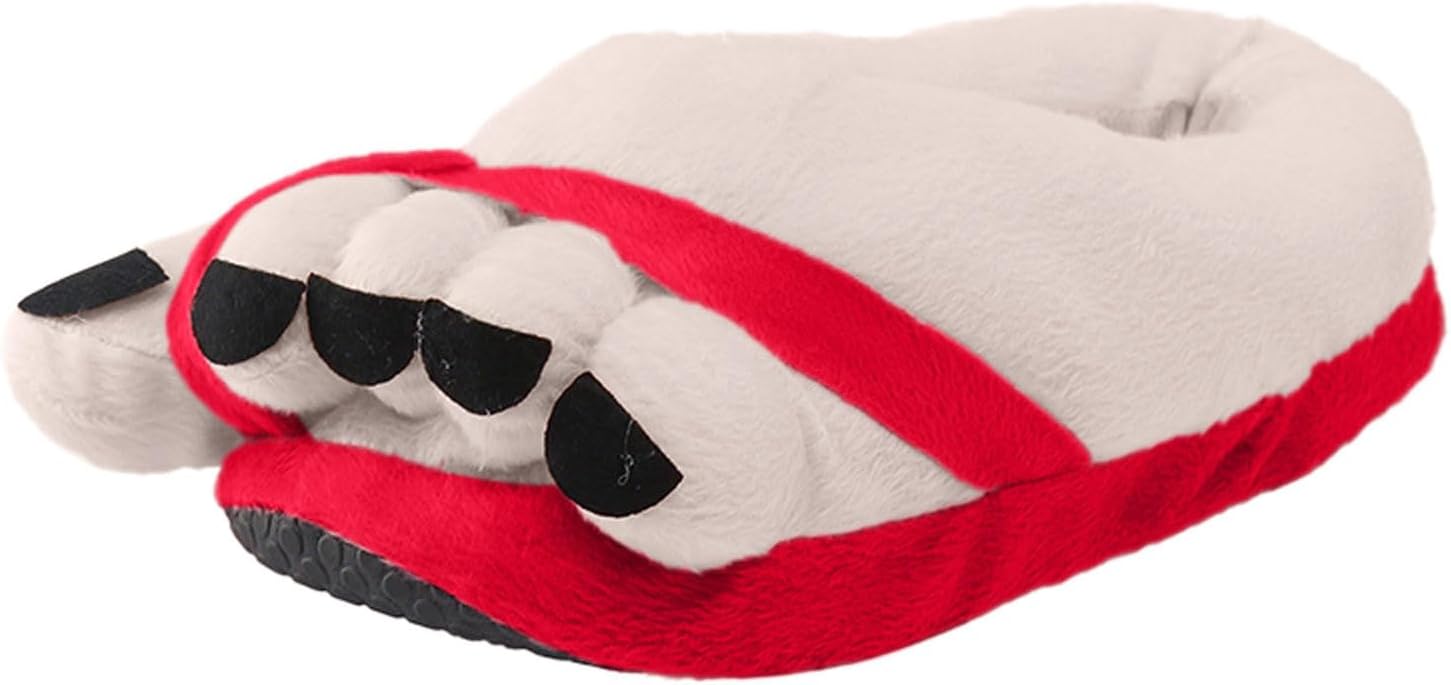 

Большие домашние тапочки, мультяшные тапочки для больших пальцев ног, теплые зимние тапочки для мужчин и женщин, забавные плюшевые домашние тапочки Generic, красный