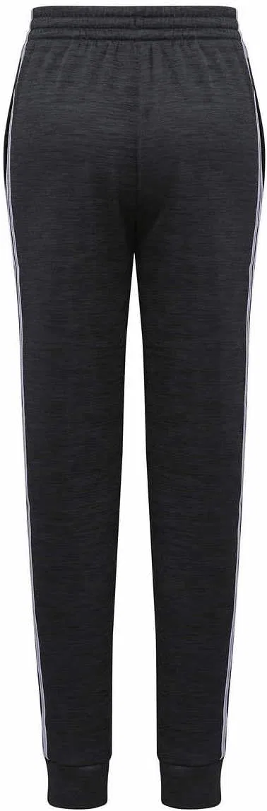 Детские флисовые спортивные брюки Adidas с тремя полосками, Heather Black/White — фото 2
