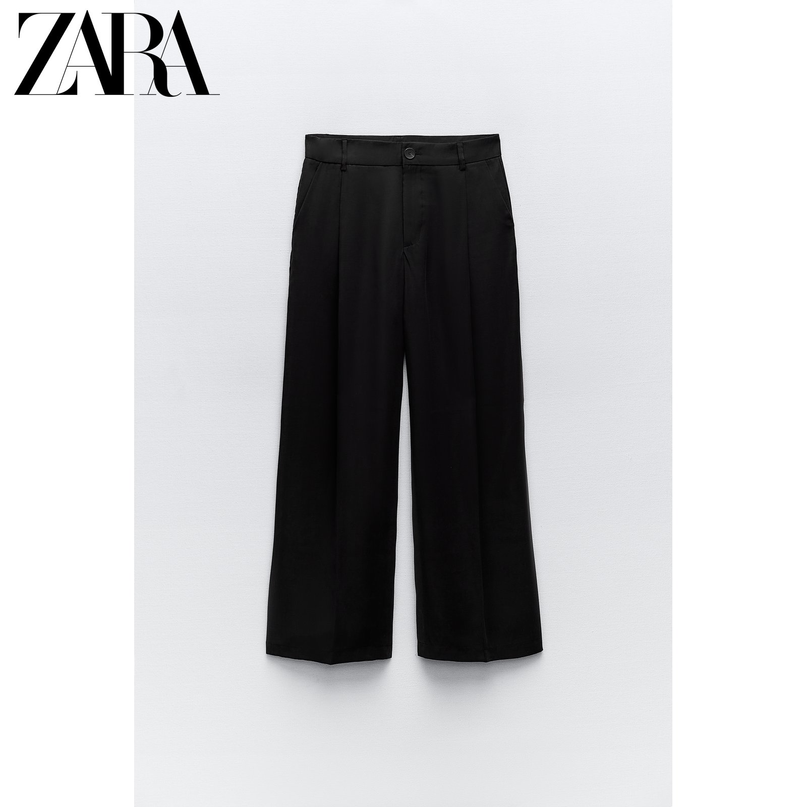 

Брюки женские Zara со складками и высокой талией, черный