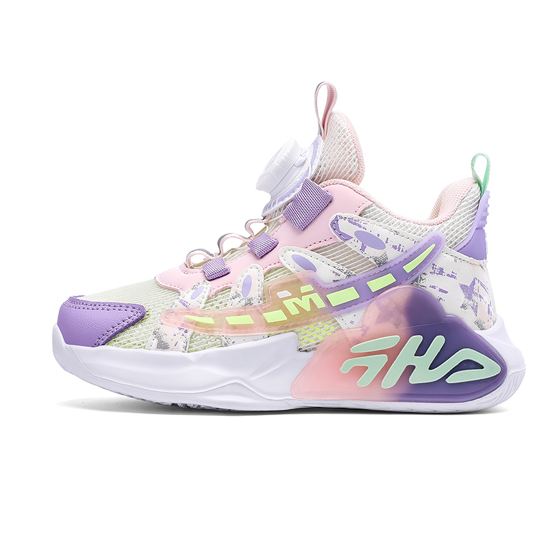 

Баскетбольные кроссовки средней высоты с дышащими противоскользящими амортизирующими износостойкими свойствами для детей FIRS Kids, розовый/фиолетовый