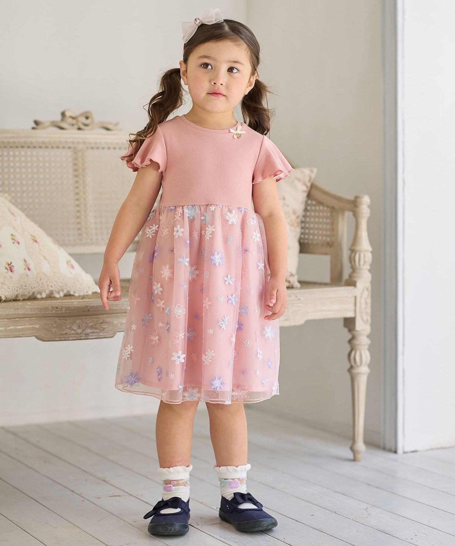 Платье из вышитого тюля ANY KIDS, Pink [012] — фото 2