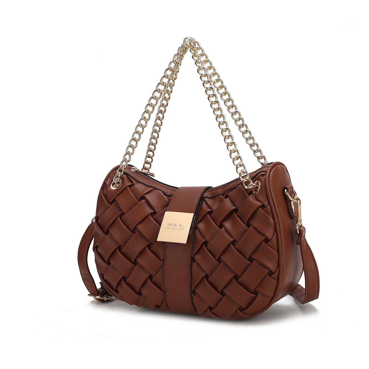 

Сумка через плечо Solari из веганской кожи с плетеной цепочкой, стильная и функциональная MKF, коричневый