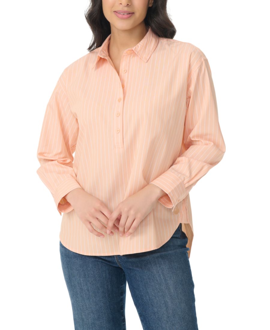 

Женская блузка с длинными рукавами Amanda Pop-Over Gloria Vanderbilt, Stripe Peach
