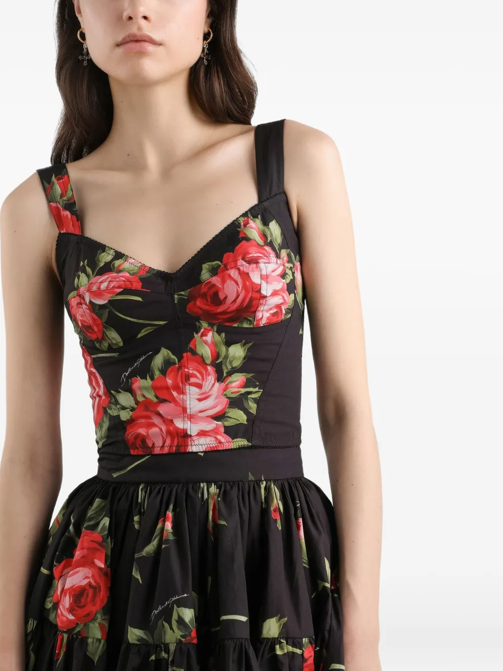 Топ с цветочным принтом Dolce & Gabbana, черный — фото 4