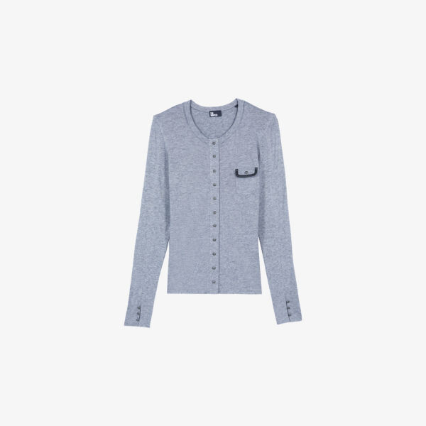 

Футболка из джерси с длинными рукавами и накладным карманом The Kooples, серый